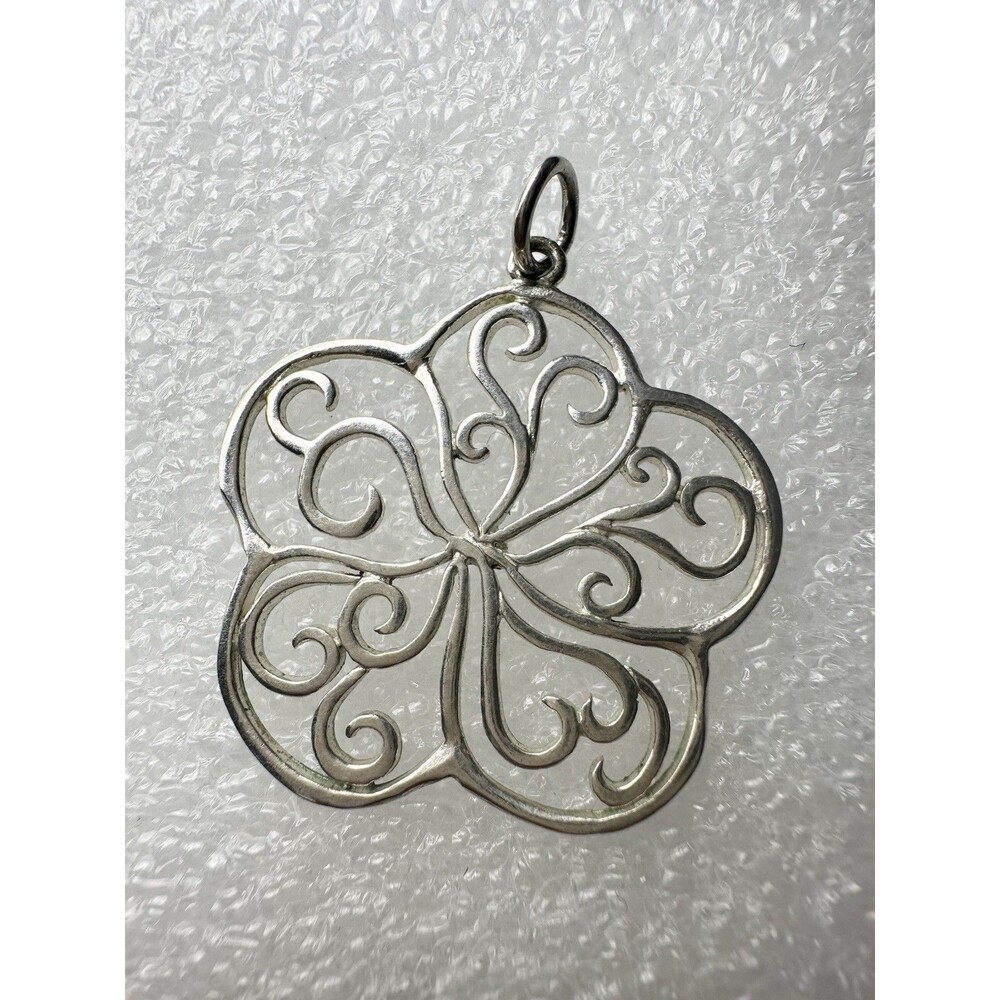 Sterling Silver Openwork Filigree Flower Design Pendant 925